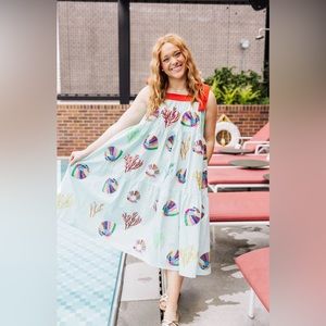 Queen of sparkles aqua and coral tie maxi never worn with tags